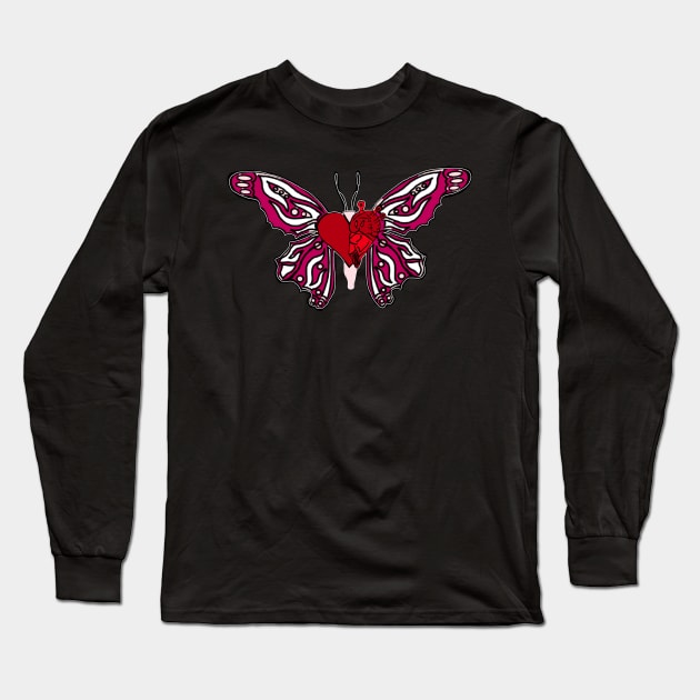 Butterfly pink & white Long Sleeve T-Shirt by Orchid's Art